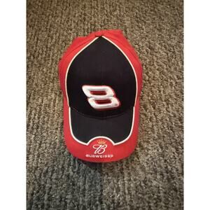 Dale Earnhardt Jr #8 Budweiser NASCAR Hat AP Action Red Black Racing Cap